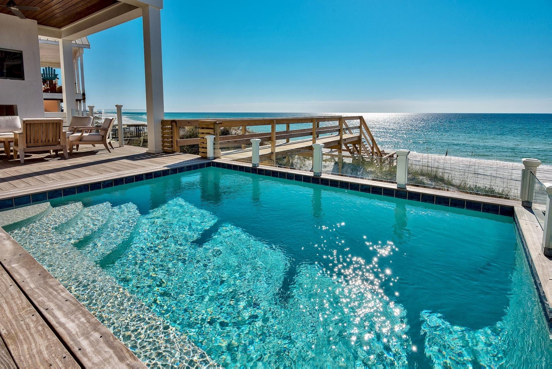 Luxurious views of the Gulf from Kicking Back's pool!